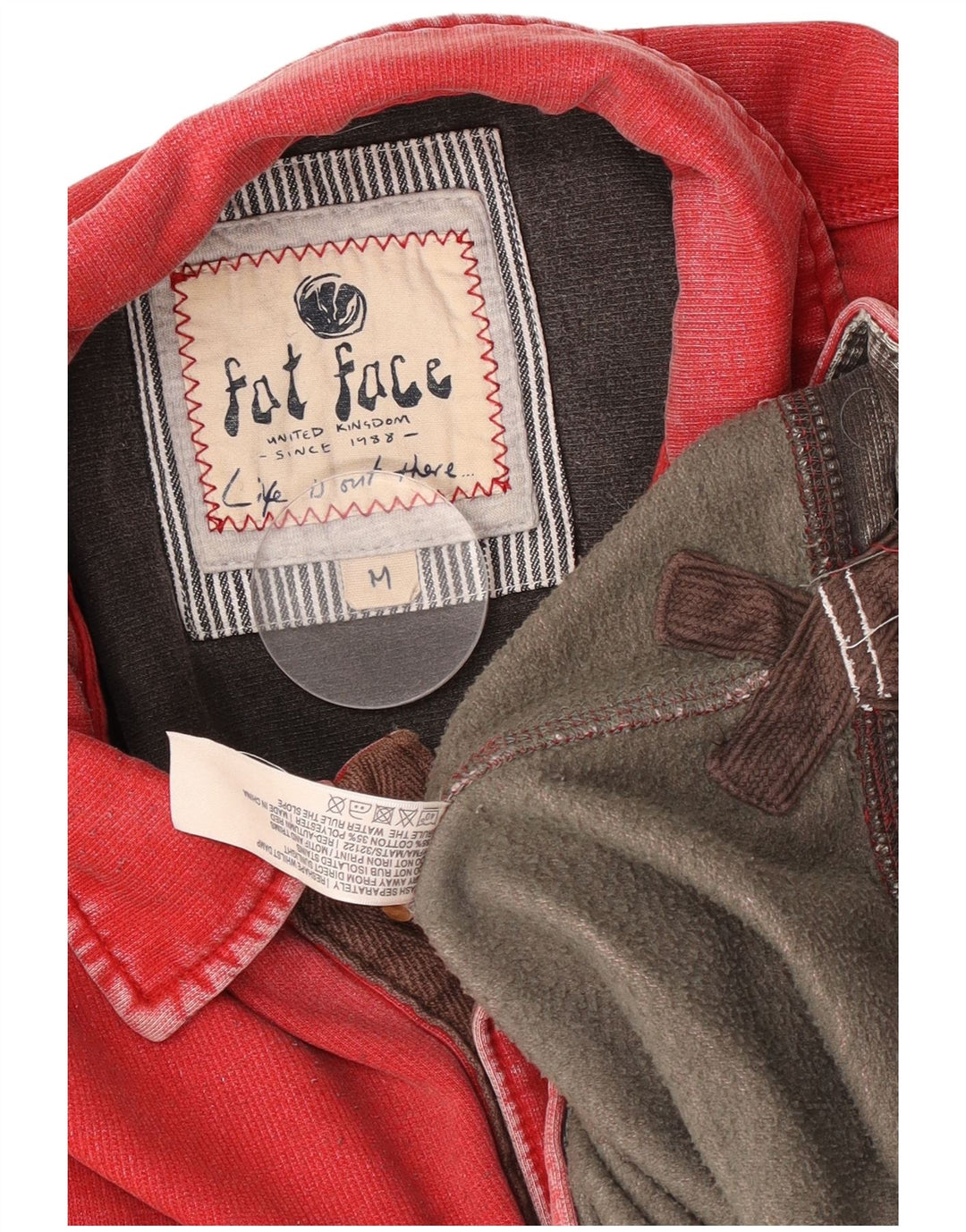 Fat Face Mens Polo Neck Sweatshirt Jumper Medium Red Cotton