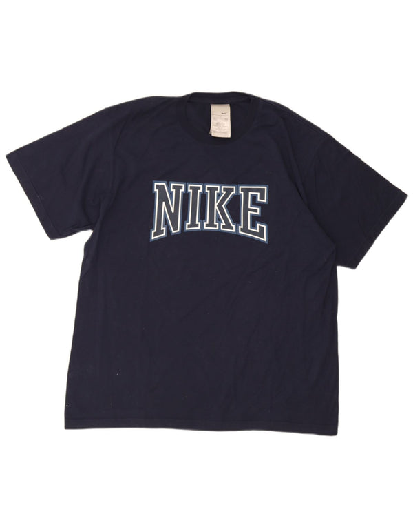 Nike Mens Graphic T-Shirt Top UK 42/44 Large Navy Blue Cotton