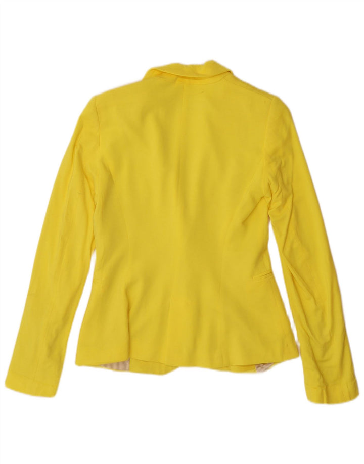 Zara Womens 1 Button Blazer Jacket UK 6 XS Yellow Viscose
