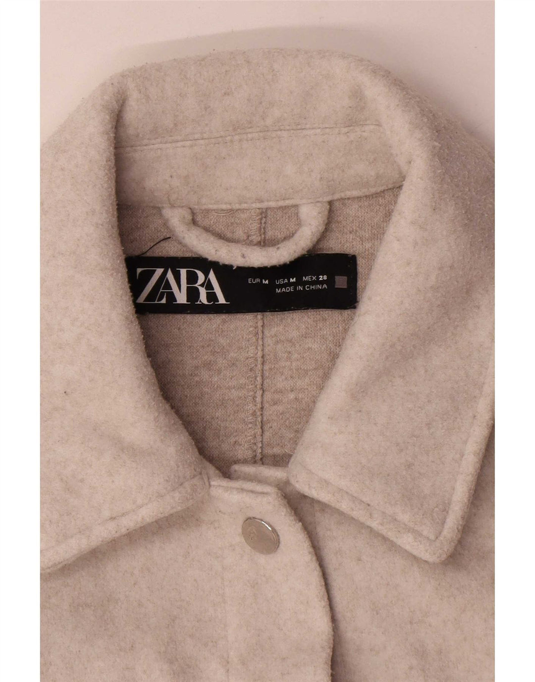 Zara Womens Shacket Jacket UK 14 Medium Beige Polyester