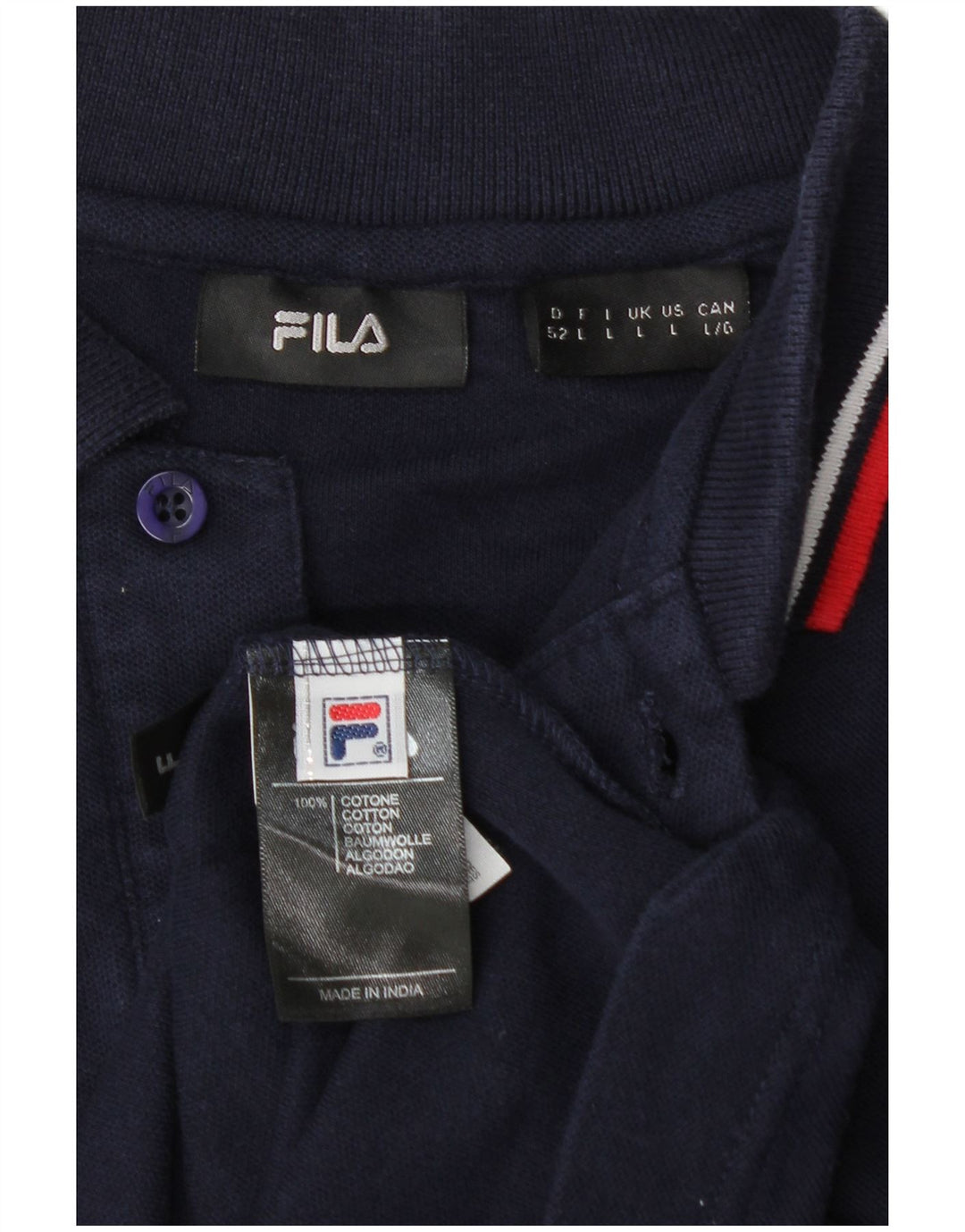 FILA Mens Polo Shirt Large Navy Blue Cotton