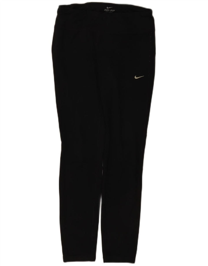 Nike Womens Dri Fit Leggings UK 12 Medium Black Polyester