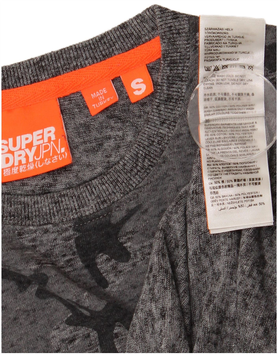 Superdry Mens T-Shirt Top Small Grey Camouflage Cotton