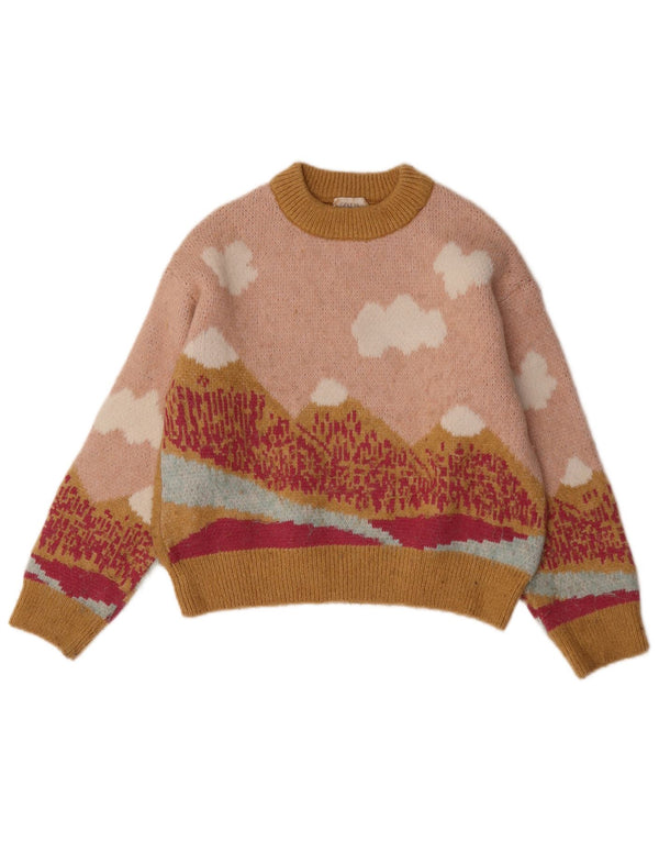 Zara Girls Crew Neck Jumper Sweater 11-12 Years Multicoloured Colourblock