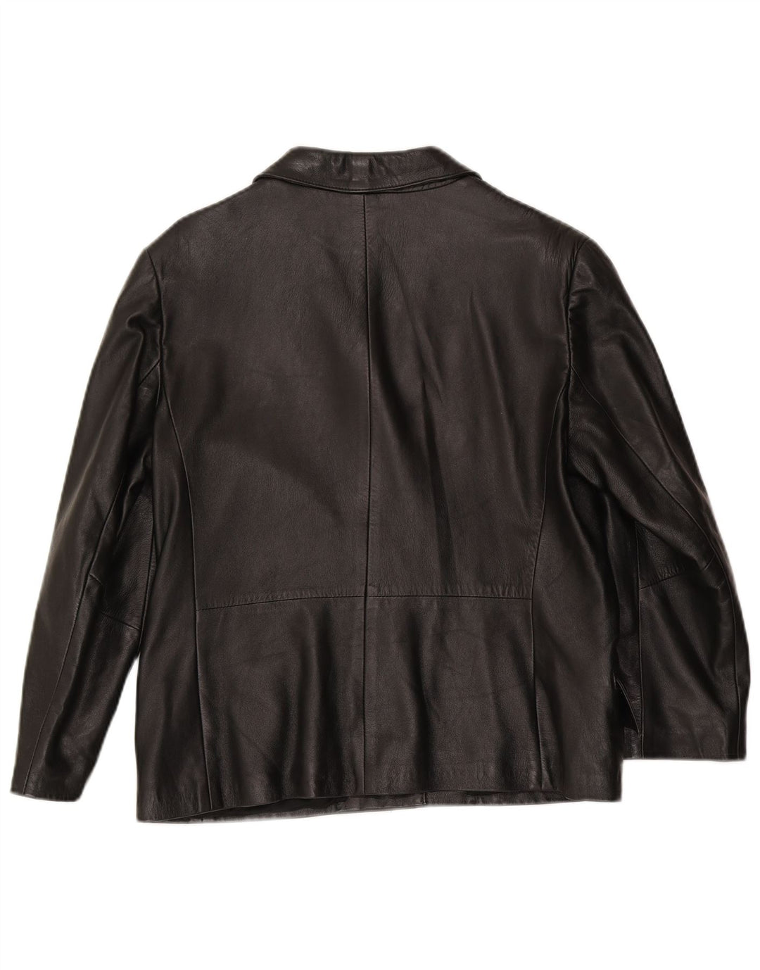 Vintage Womens 3 Button Leather Blazer Jacket IT 48 XL Black Leather