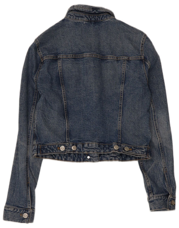 Zara Womens Crop Denim Jacket UK 10 Small Blue