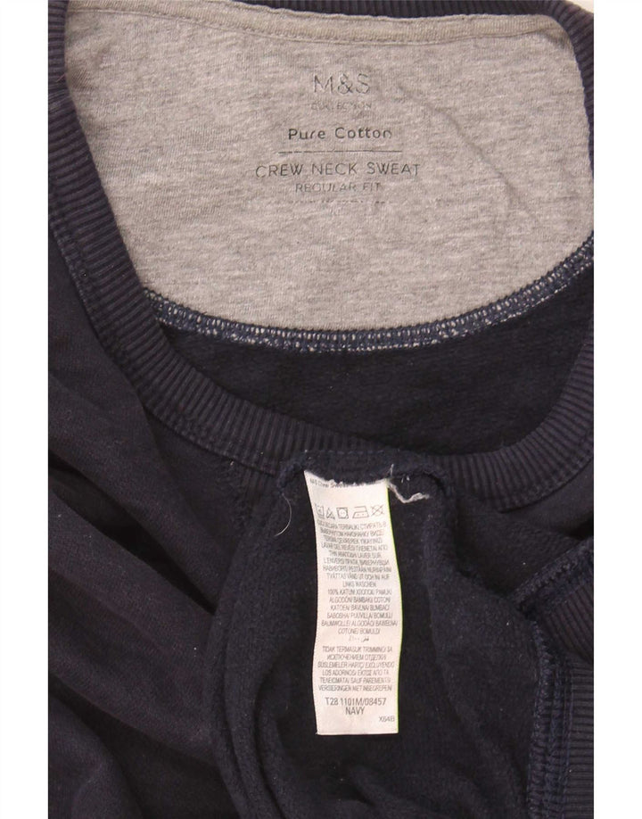 Marks & Spencer Mens Regular Fit Sweatshirt Jumper Large Navy Blue Cotton