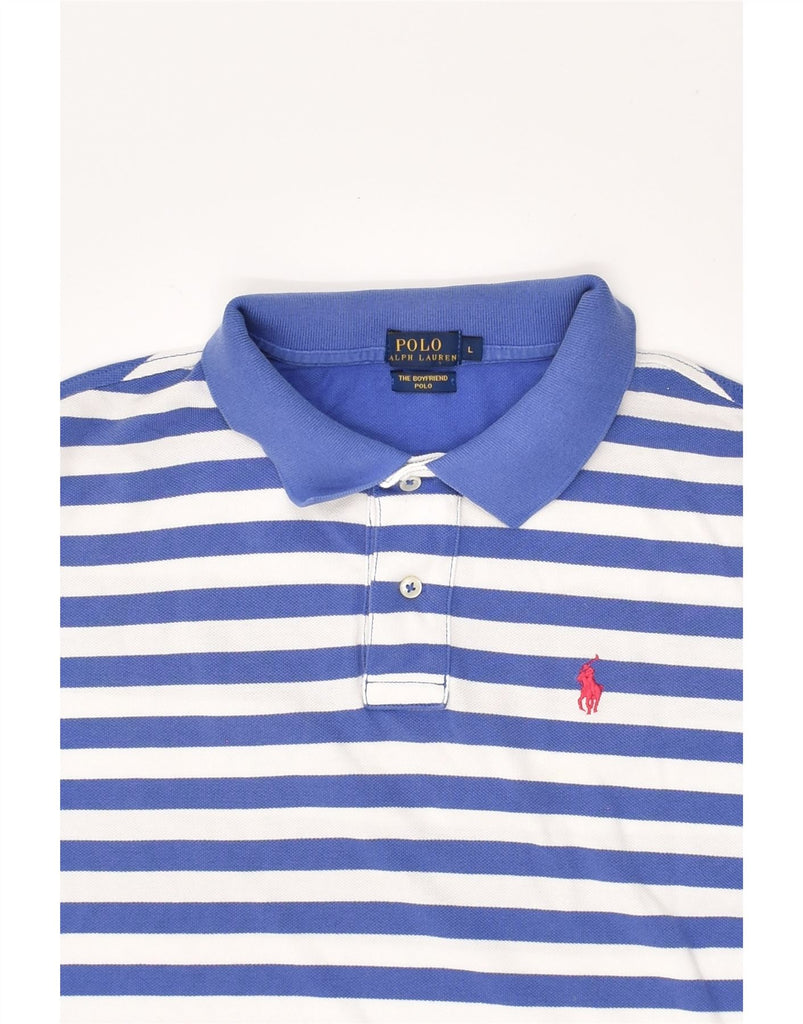 POLO RALPH LAUREN Mens The Boyfriend Polo Polo Shirt Large Blue Striped | Vintage Polo Ralph Lauren | Thrift | Second-Hand Polo Ralph Lauren | Used Clothing | Messina Hembry 
