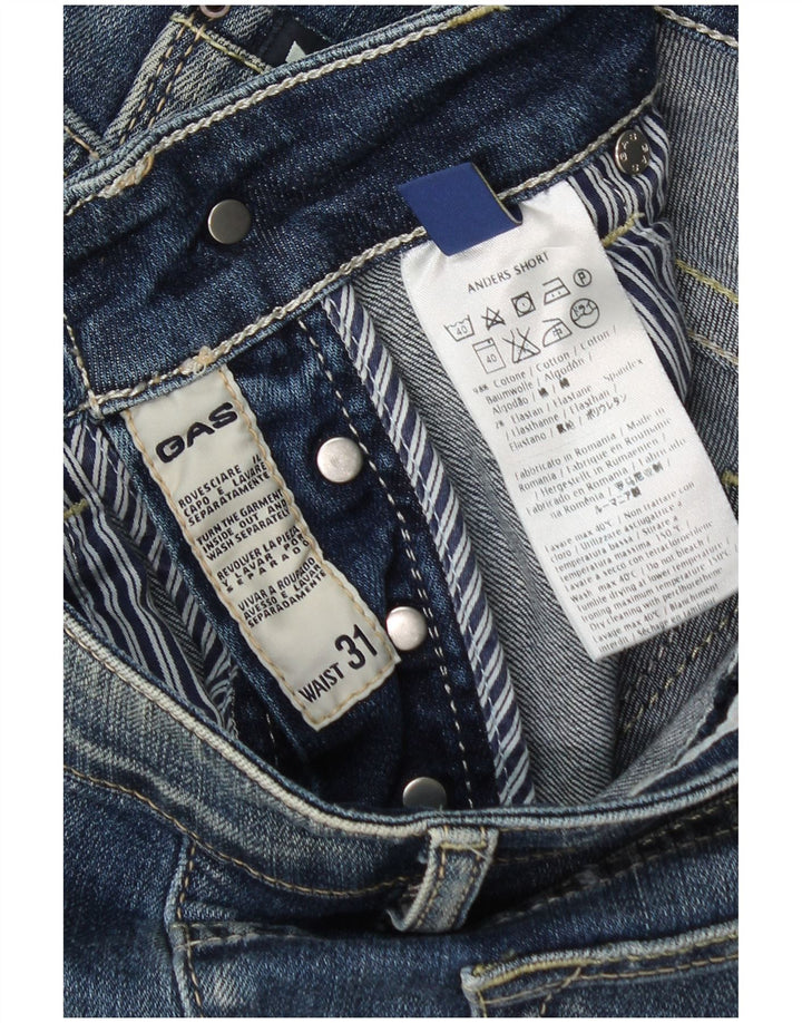 Gas Mens Denim Shorts W31 Medium Blue Cotton