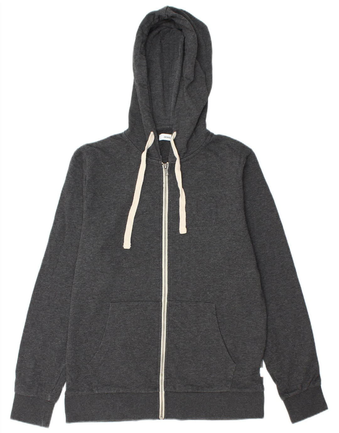 JACK & JONES Mens Zip Hoodie Sweater Medium Grey Cotton