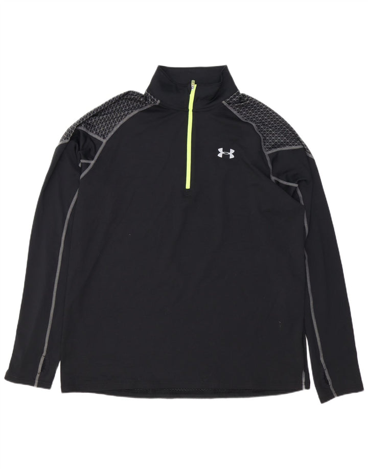 UNDER ARMOUR Mens Cold Gear Zip Neck Pullover Tracksuit Top XL Black