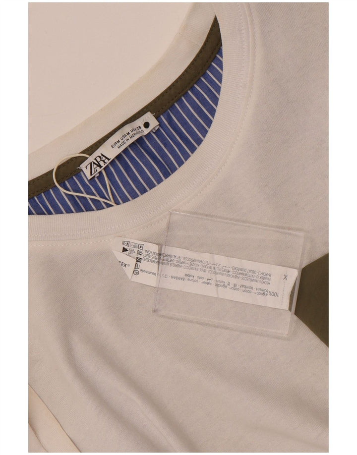 Zara Womens Oversized Blouse Top UK 14 Medium White Colourblock Cotton
