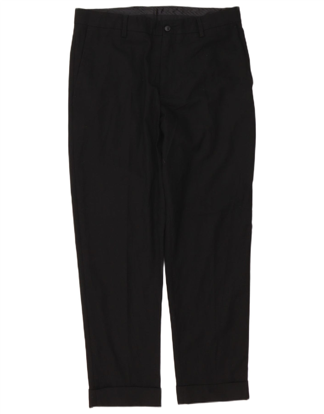 Zara Mens Straight Chino Trousers EU 42 Large W32 L29 Black Polyester