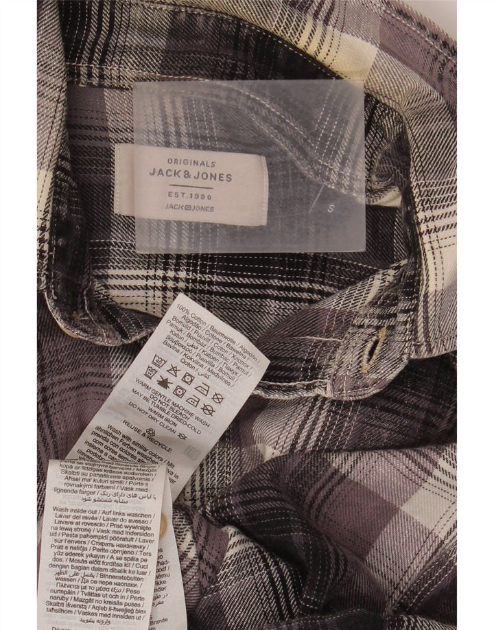 Jack & Jones Mens Flannel Shirt Small Grey Check Cotton