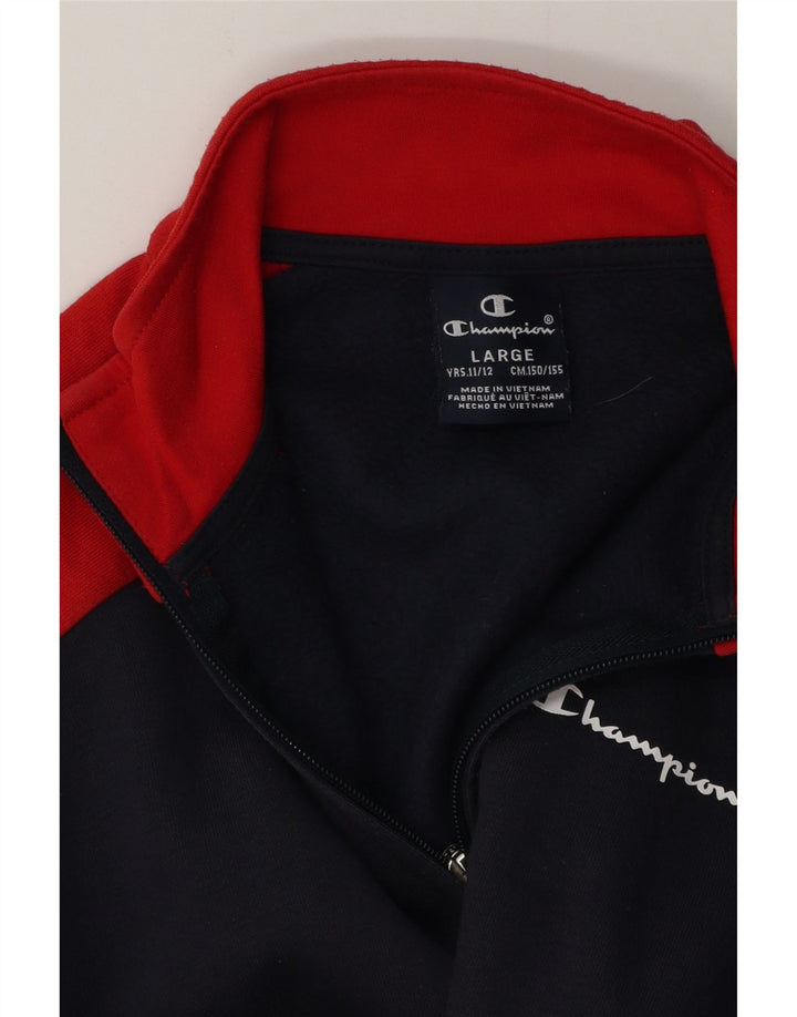 Champion Boys Tracksuit Top Jacket 11-12 Years Large Navy Blue Colourblock
