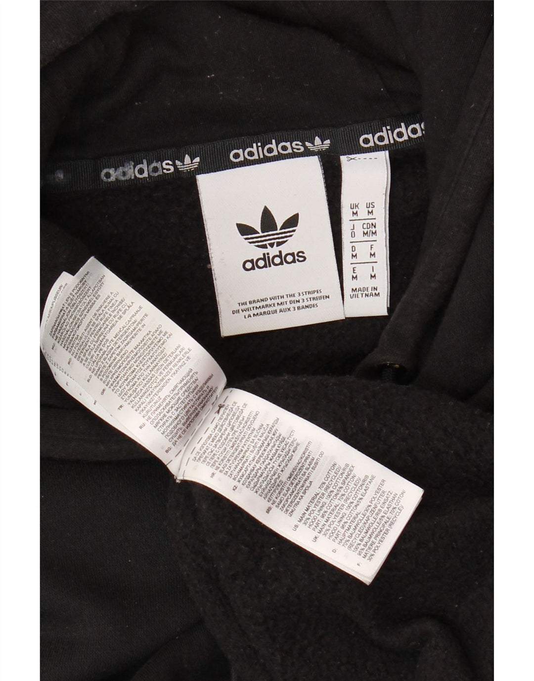 ADIDAS Mens Hoodie Jumper Medium Black Cotton
