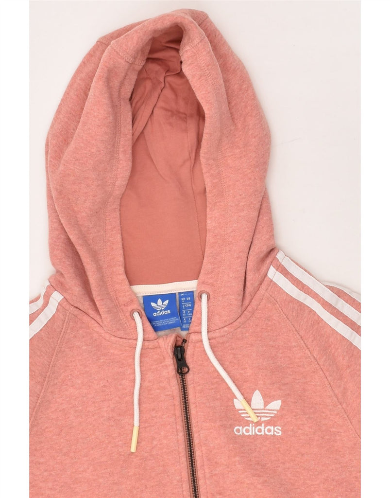 ADIDAS Womens Zip Hoodie Sweater UK 4 XS Pink Cotton | Vintage Adidas | Thrift | Second-Hand Adidas | Used Clothing | Messina Hembry 