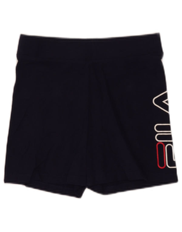 Fila Womens Graphic Sport Shorts UK 4 XS  Navy Blue Cotton