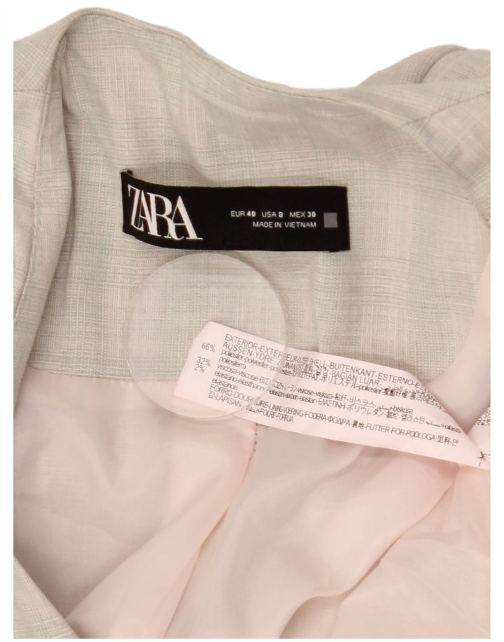 ZARA Womens 1 Button Blazer Jacket EU 40 Medium Grey Check Polyester