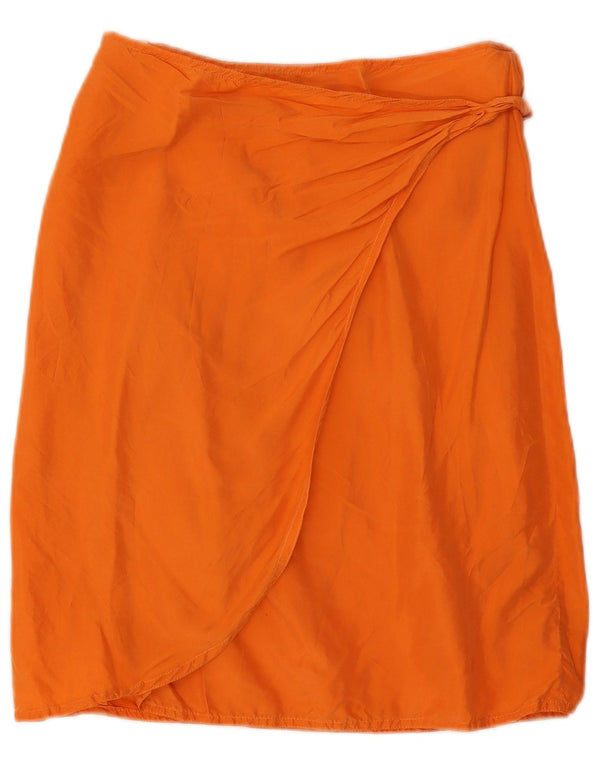 Vintage Womens Wrap Skirt Medium W28 Orange Silk