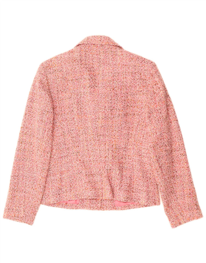 TALBOTS Womens 3 Button Blazer Jacket US 8 Medium Pink Flecked Acrylic