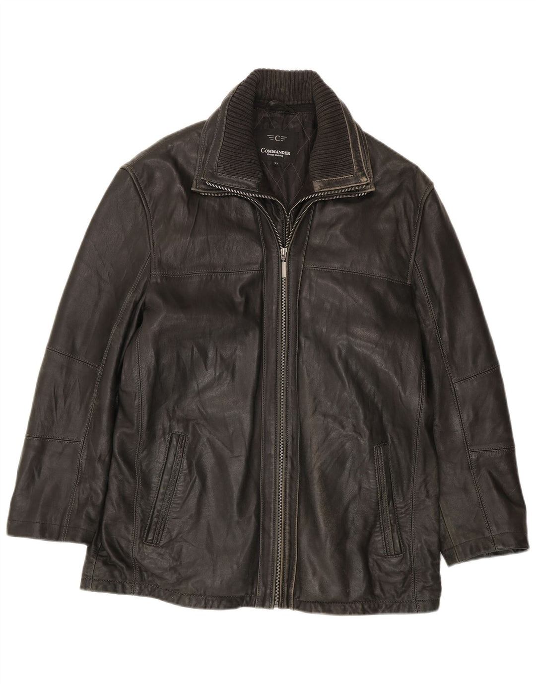 Commander Mens Leather Jacket IT 52 XL Black Leather