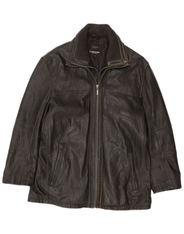 Commander Mens Leather Jacket IT 52 XL Black Leather