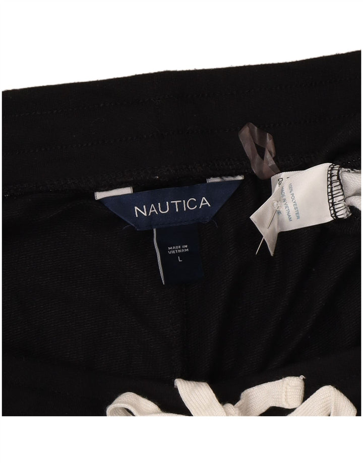 Nautica Womens Tracksuit Trousers UK 14 Large Black Colourblock Polyester