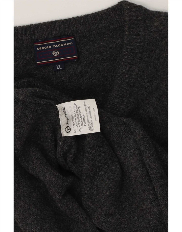 Sergio Tacchini Mens V-Neck Jumper Sweater XL Grey Wool