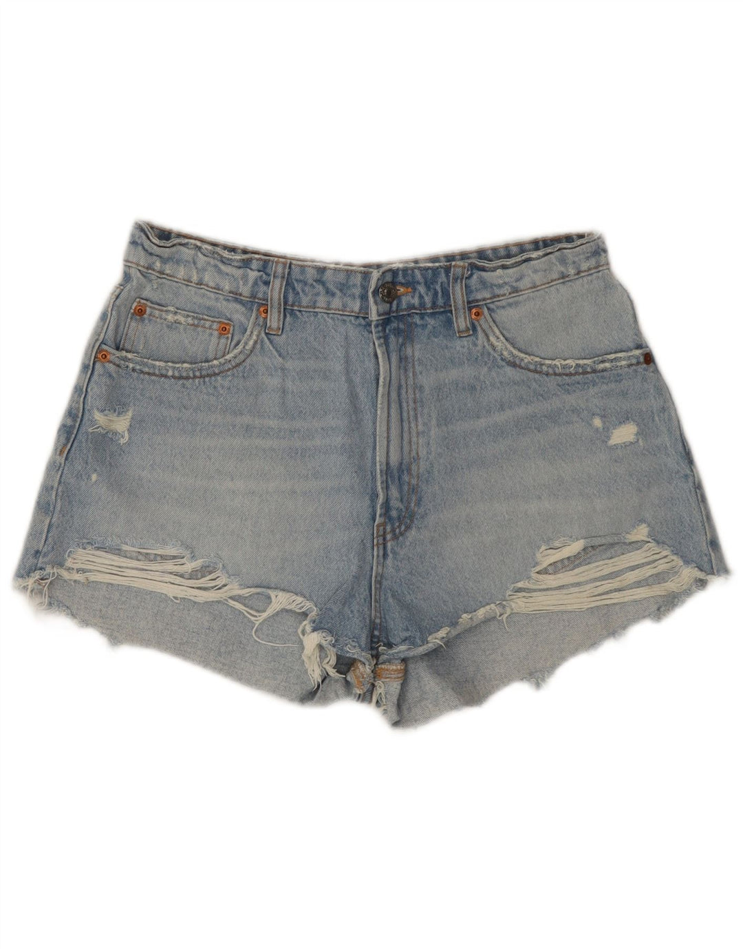 Zara Womens Distressed Denim Shorts EU 42 Large W32  Blue Cotton