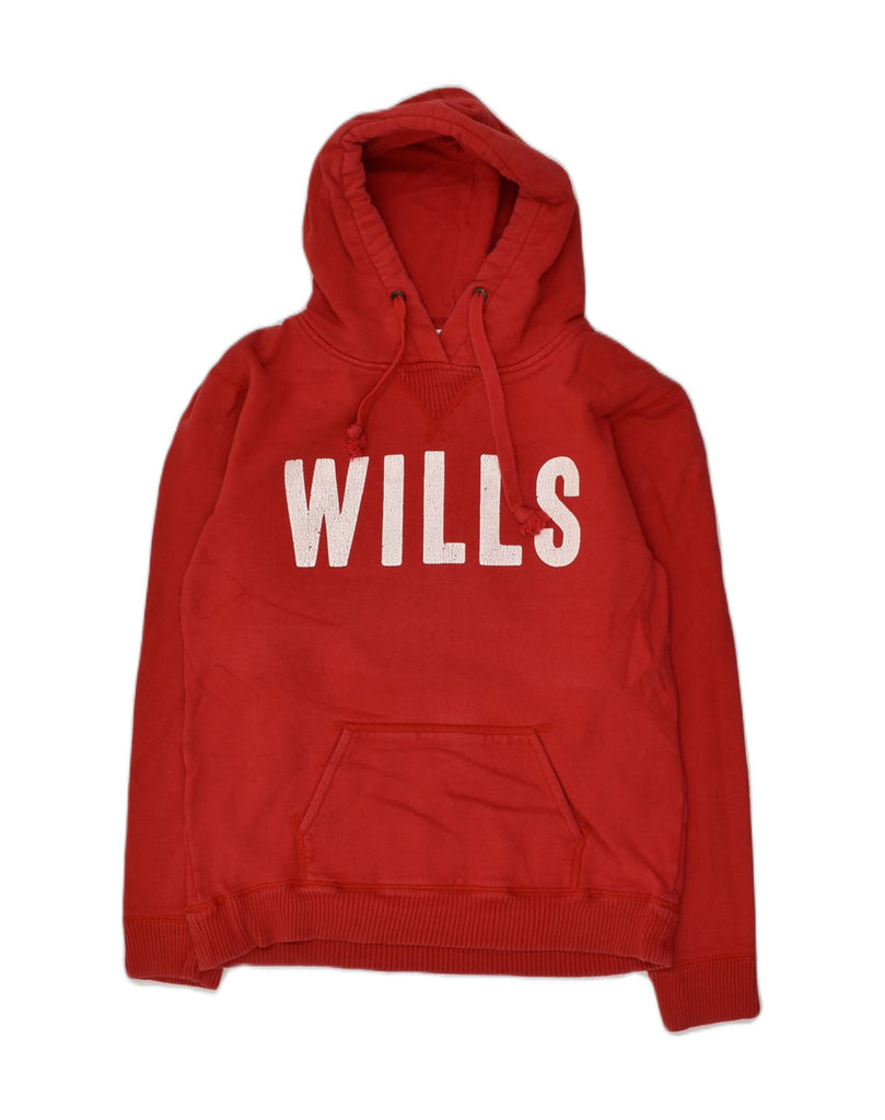 JACK WILLS Womens Graphic Hoodie Jumper UK 14 Medium Red Cotton | Vintage Jack Wills | Thrift | Second-Hand Jack Wills | Used Clothing | Messina Hembry 