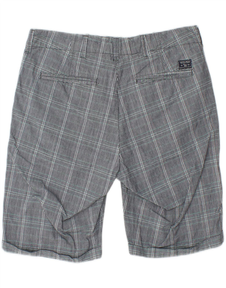 WOOLRICH Mens Chino Shorts W31 Medium Grey Check Cotton