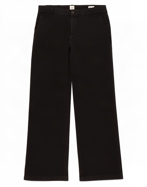Gap Womens Wide Leg Chino Trousers US 12 Large W34 L32 Black Cotton