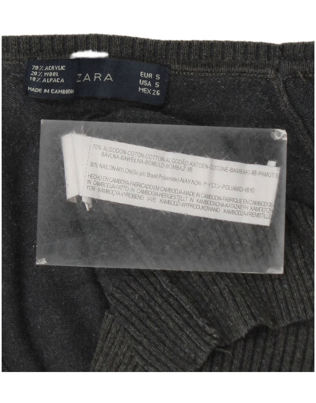 Zara Womens Cardigan Sweater UK 10 Small Grey Cotton