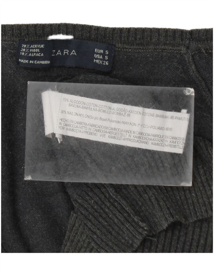 Zara Womens Cardigan Sweater UK 10 Small Grey Cotton
