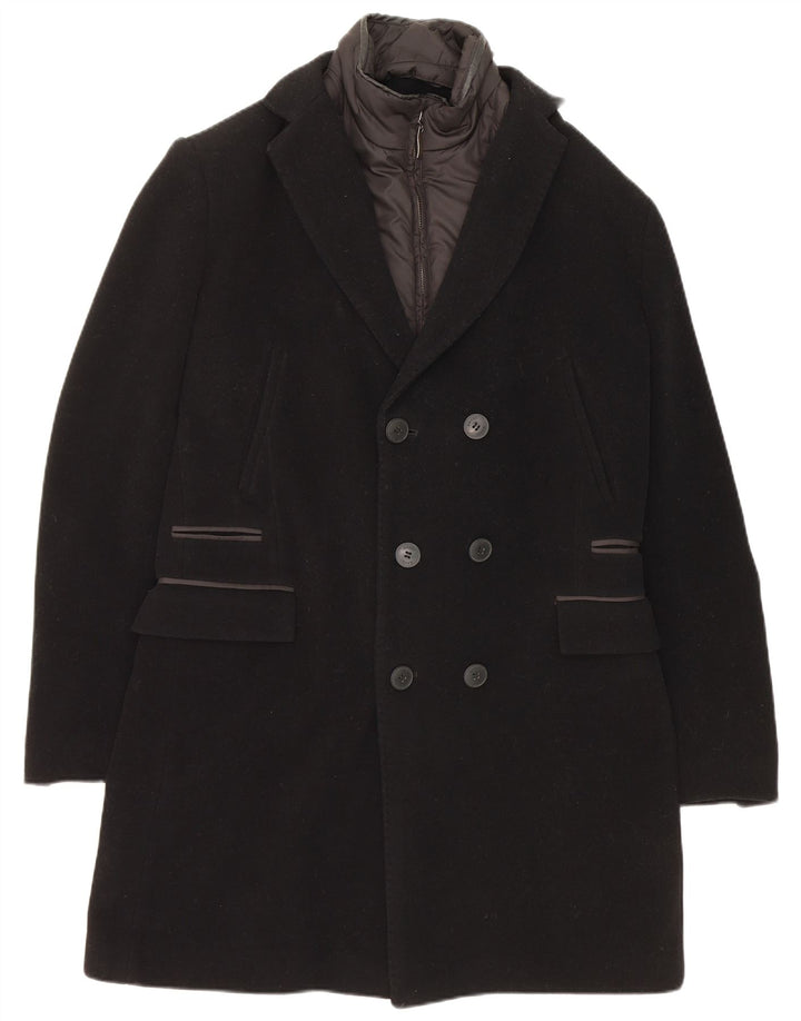Gaudi Mens Double Breasted Coat IT 48 Medium Black Wool