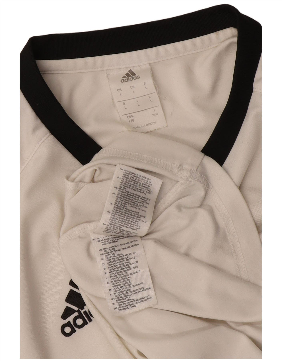Adidas Womens T-Shirt Top Large White Colourblock Polyester