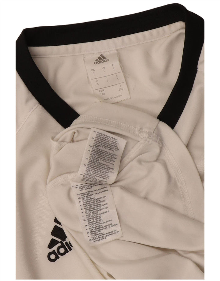 Adidas Womens T-Shirt Top Large White Colourblock Polyester