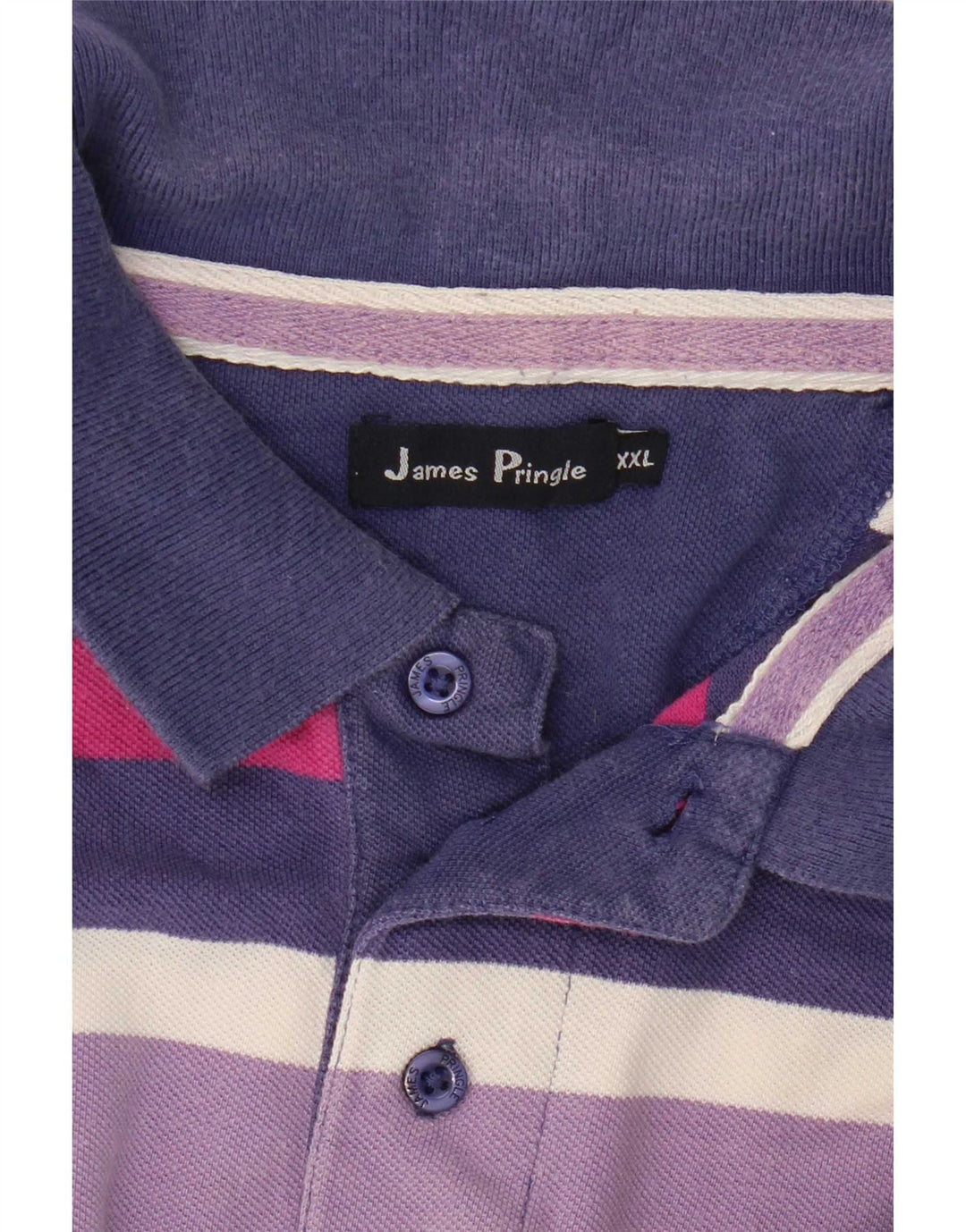 James Pringle Mens Polo Shirt 2XL Purple Striped