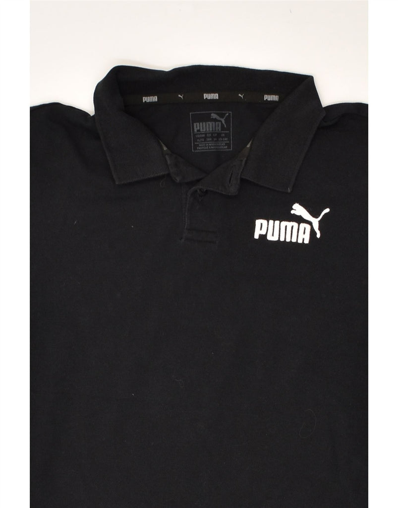 PUMA Boys Polo Shirt 13-14 Years XL Black Cotton | Vintage Puma | Thrift | Second-Hand Puma | Used Clothing | Messina Hembry 