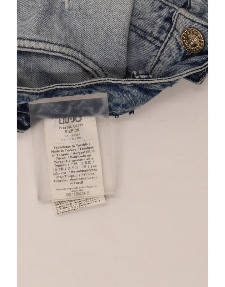 Liu Jo Womens Distressed Mini Denim Skirt W28 Medium Blue Cotton