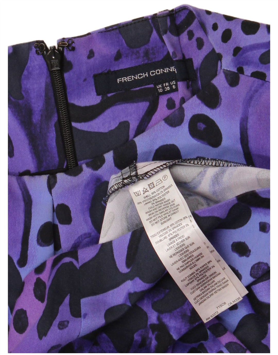 French Connection Womens Abstract Pattern Sheath Dress UK 10 Small Purple