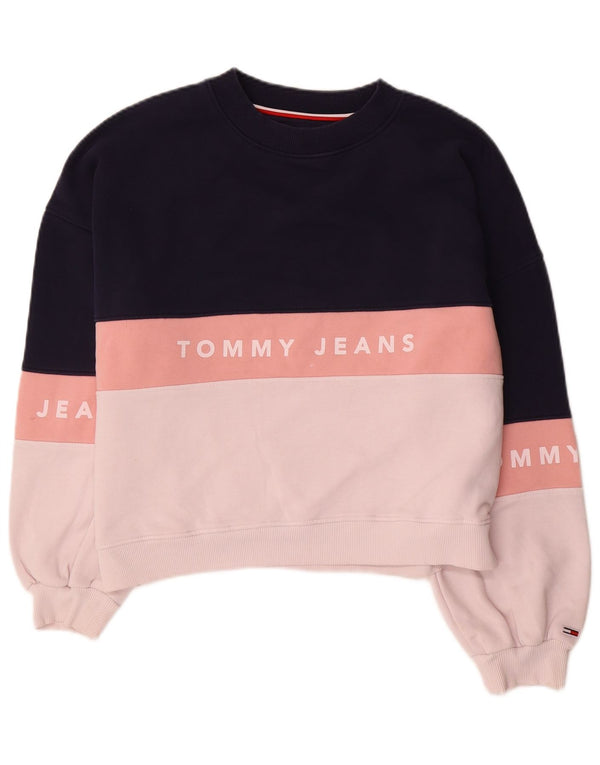 Tommy Hilfiger Womens Oversized Sweatshirt Jumper UK 10 Small Navy Blue