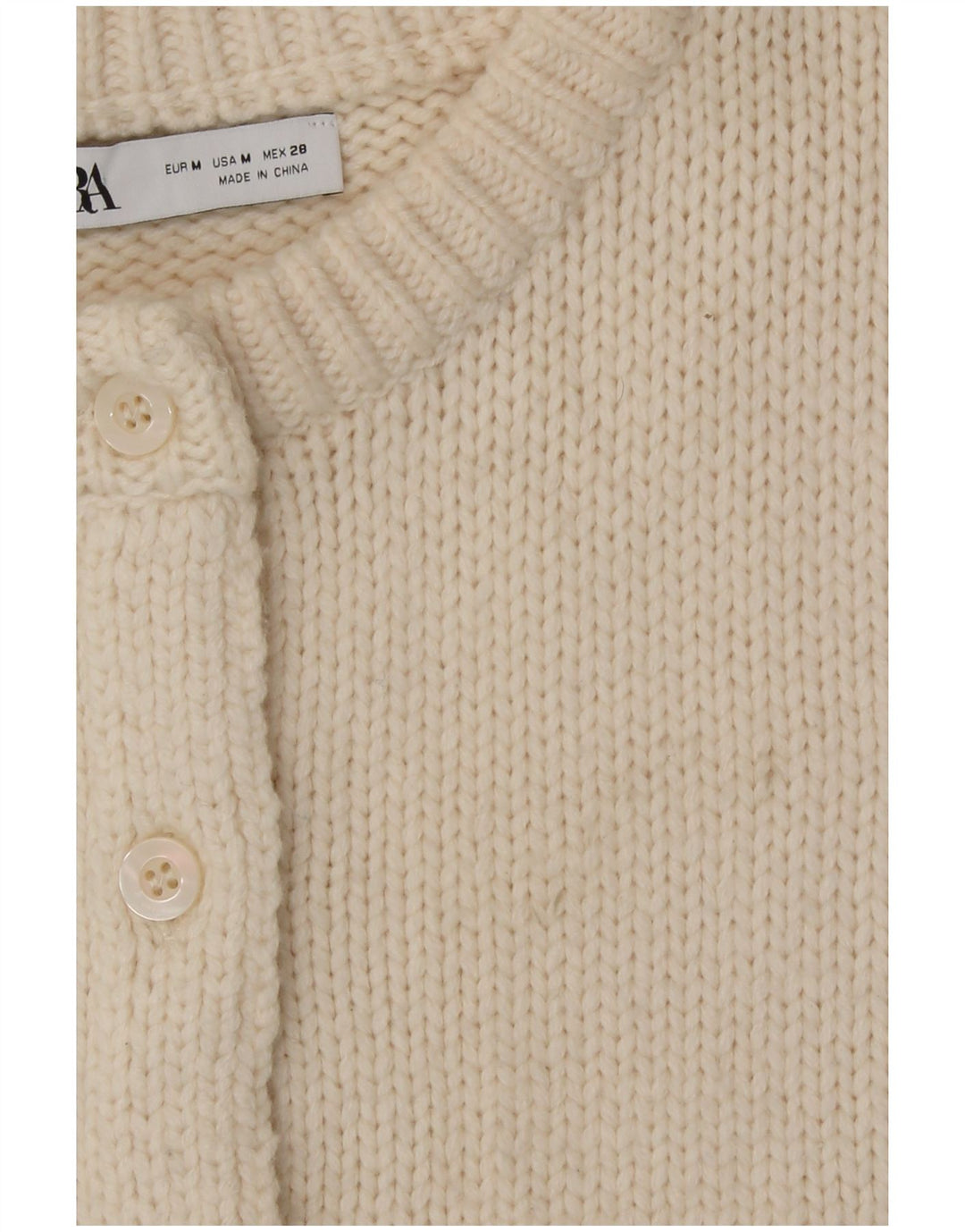 Zara Womens Crop Cardigan Sweater UK 12 Medium Off White Polyamide