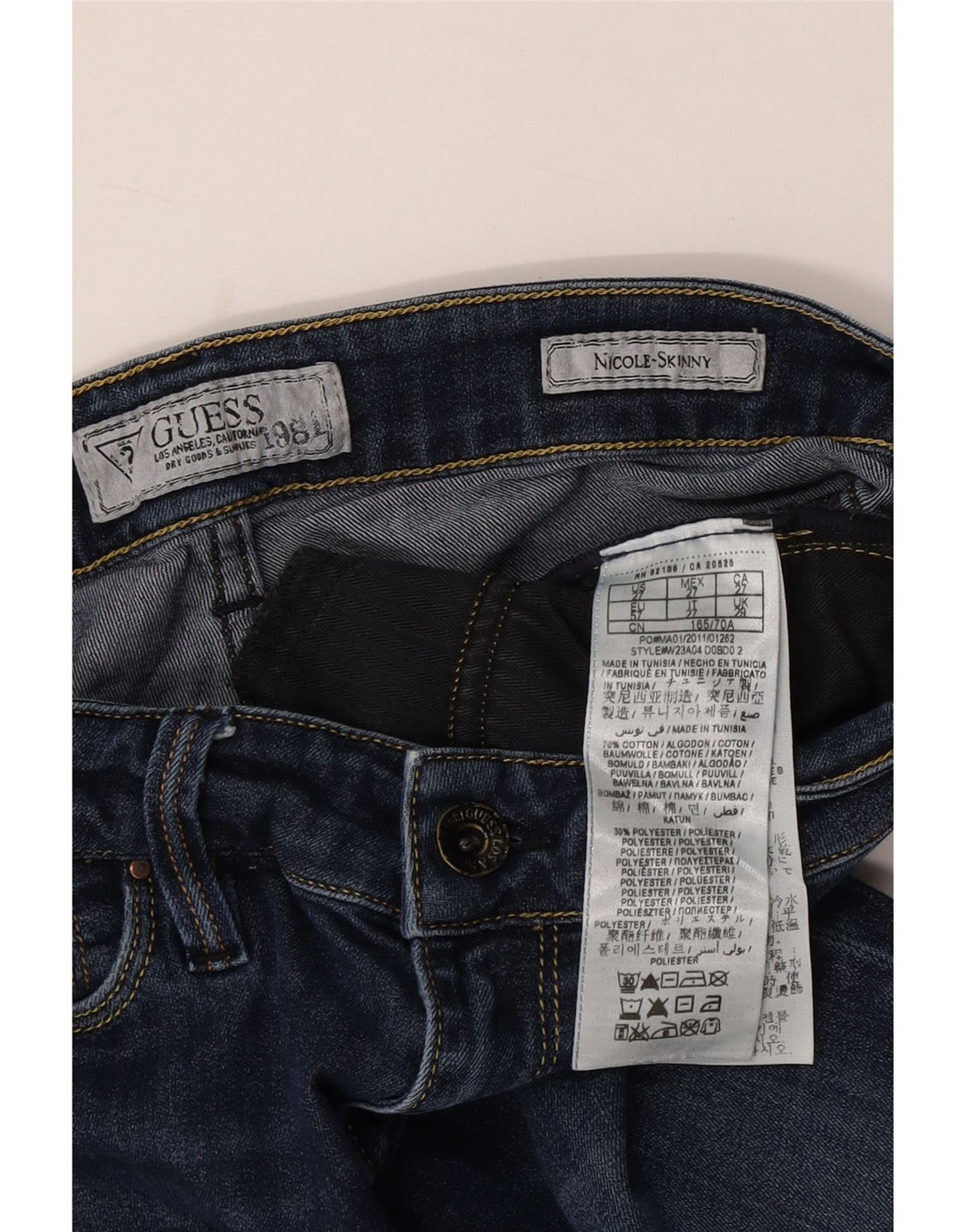 GUESS Womens Nicole Skinny Jeans W29 L30 Blue Cotton