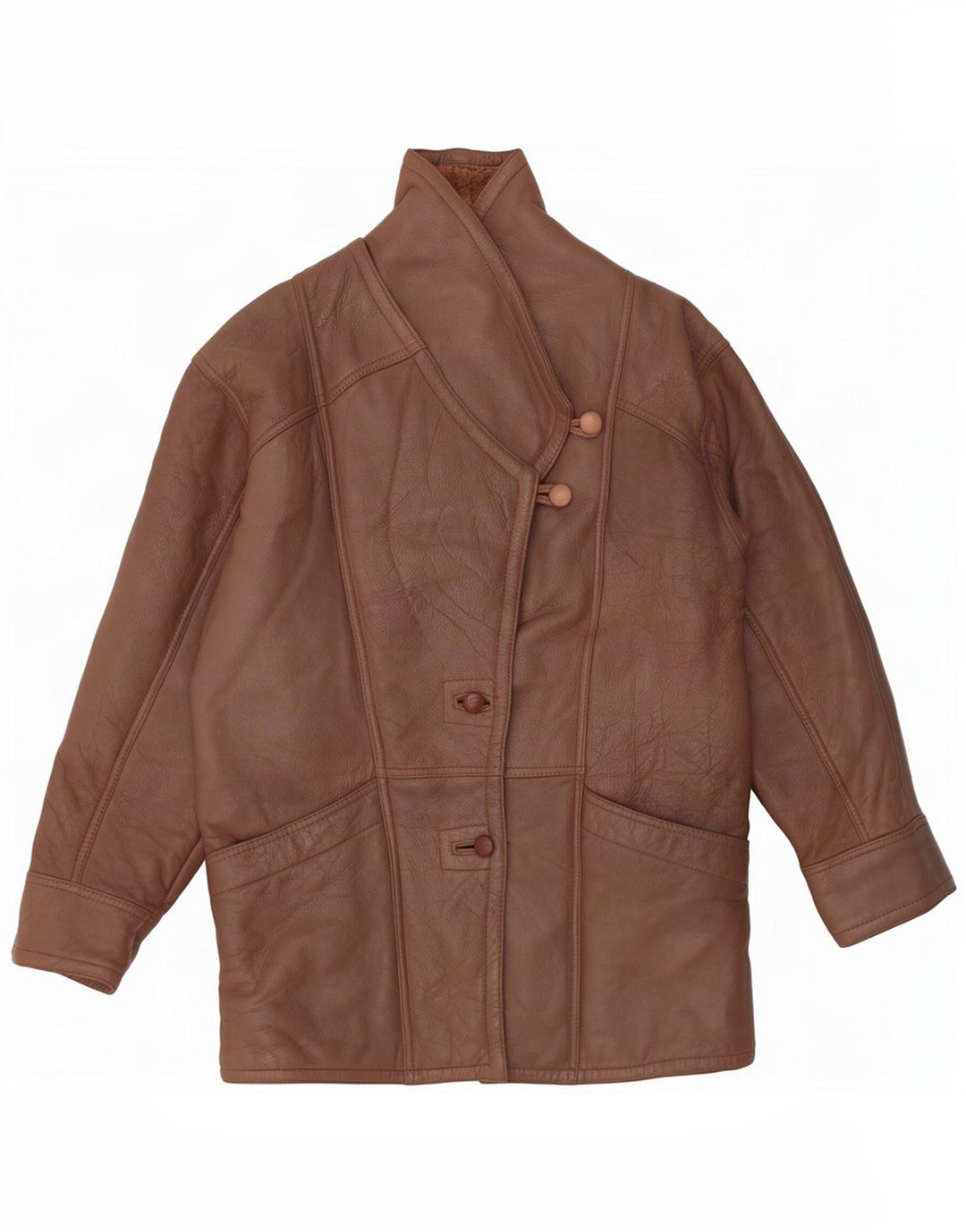 Vintage Womens Shearling Jacket UK 14 Medium Brown