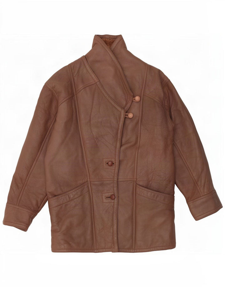 Vintage Womens Shearling Jacket UK 14 Medium Brown