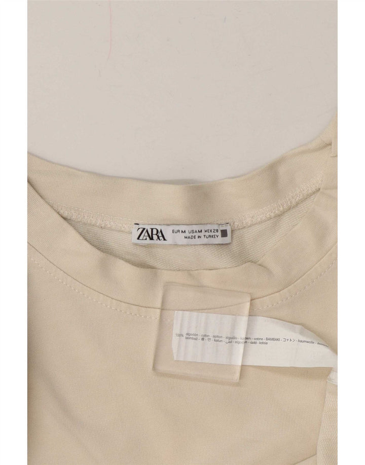 Zara Womens Graphic Oversized Sweatshirt Jumper UK 14 Medium White Floral