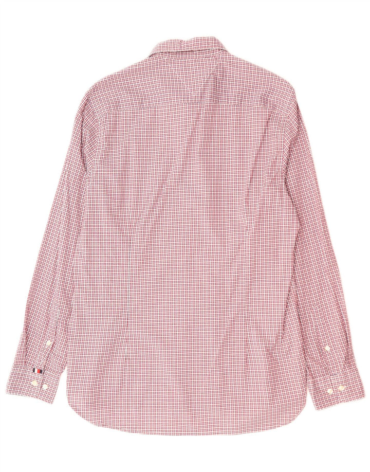 TOMMY HILFIGER Mens Slim Fit Shirt Large Pink Gingham Cotton