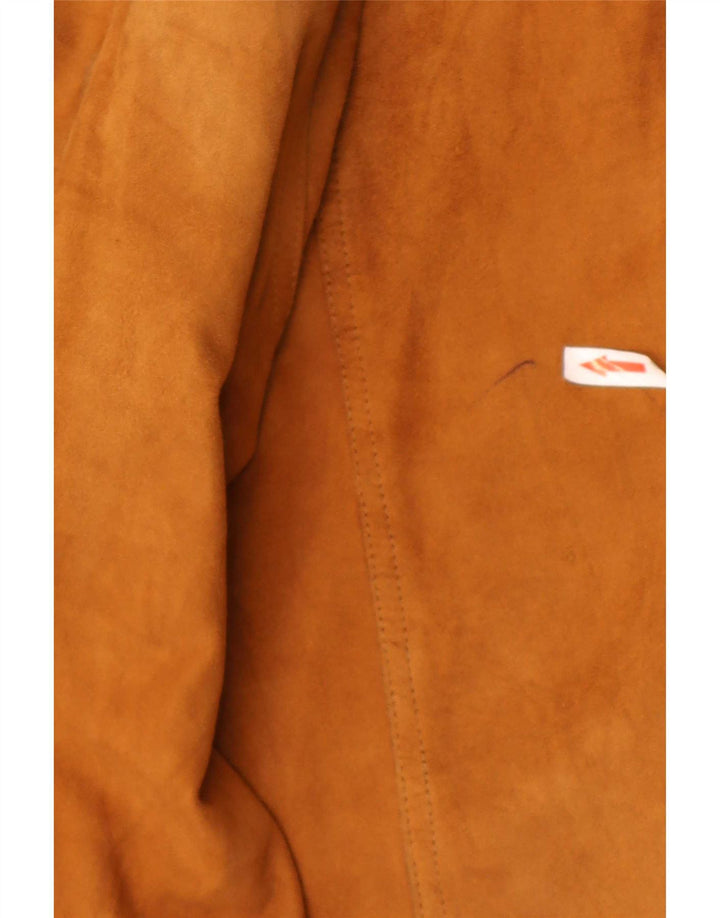 Vintage Mens Suede Bomber Jacket IT 56 3XL Brown Leather